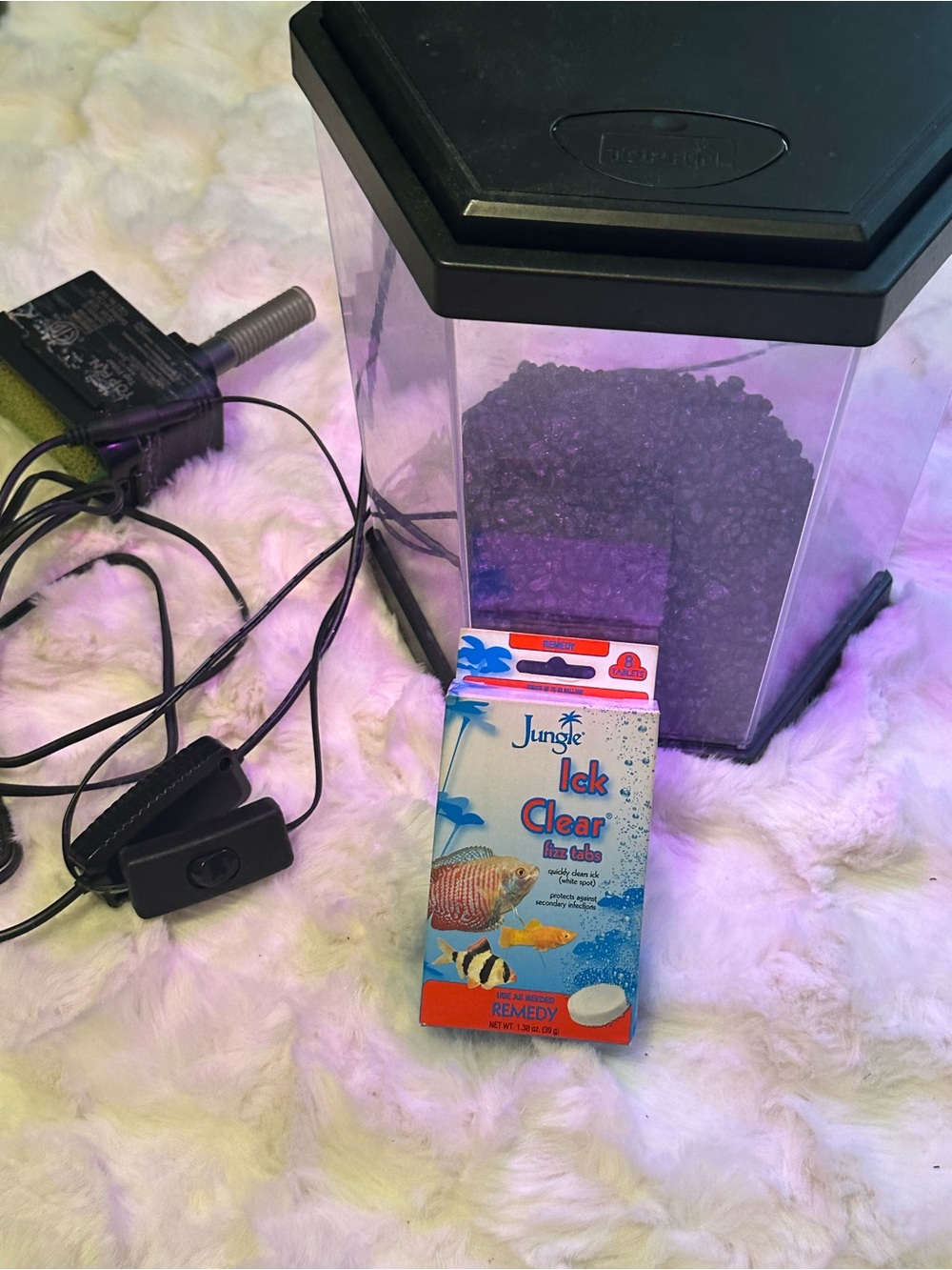 TopFin Fish Aquarium Set- Tank + Filter + Ick Clear Treatment Tabs - Esssntials